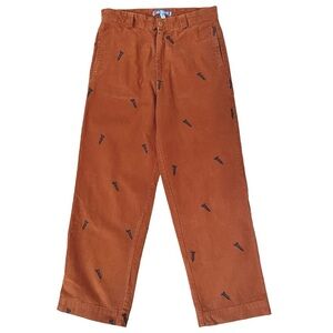 Urban Outfitter Mens Corduroy Pants with Embroidered Screws, Orange Baggy, Sz 30